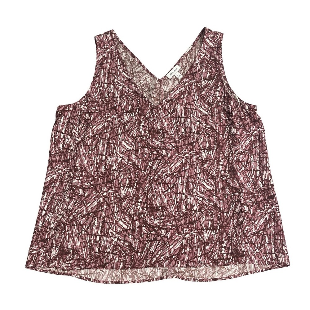 Nordstrom Top Womens XL Purple Abstract All Over Print Stretch Sleeveless Blouse